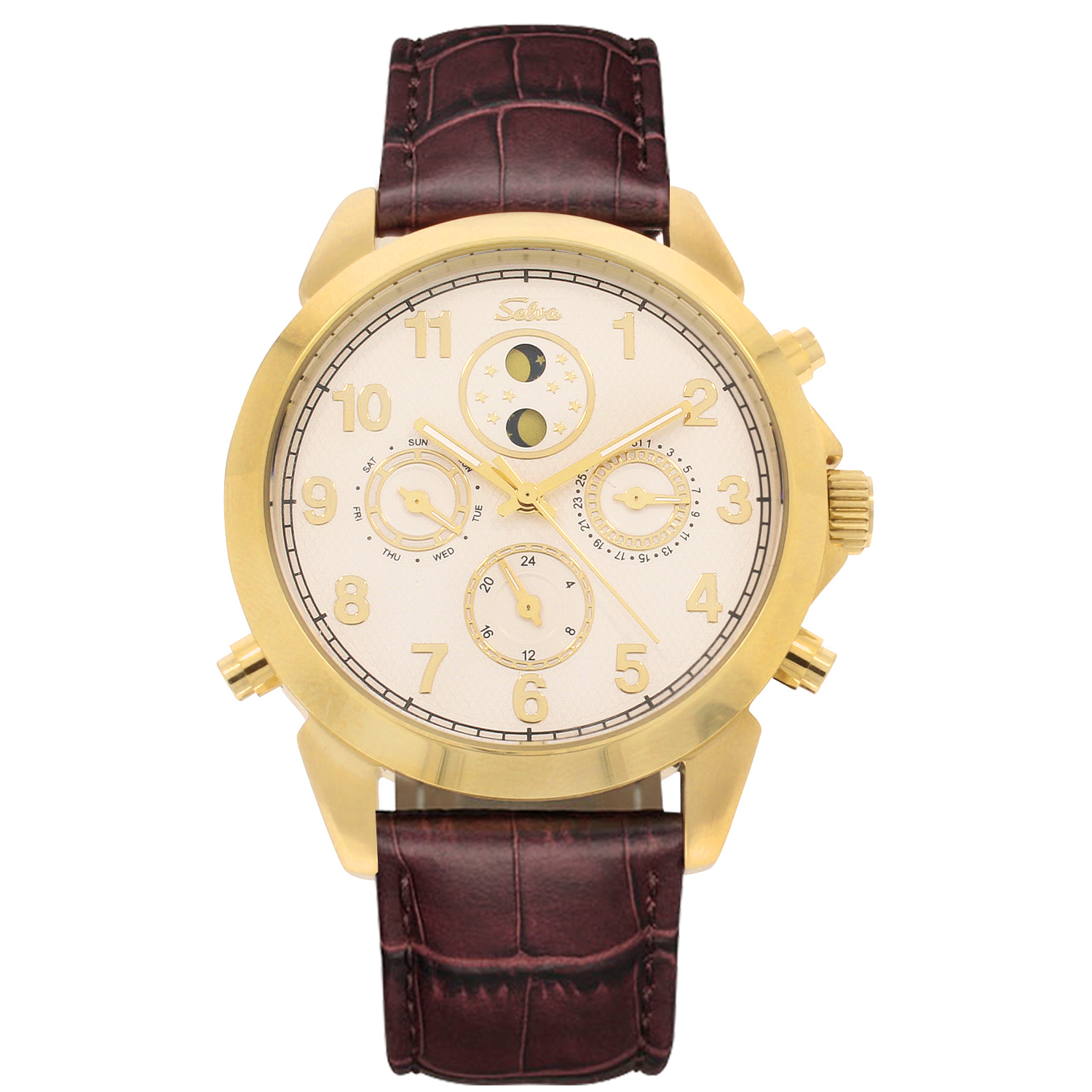 SELVA Men's Watch »Santos« - sun/moon - gilded