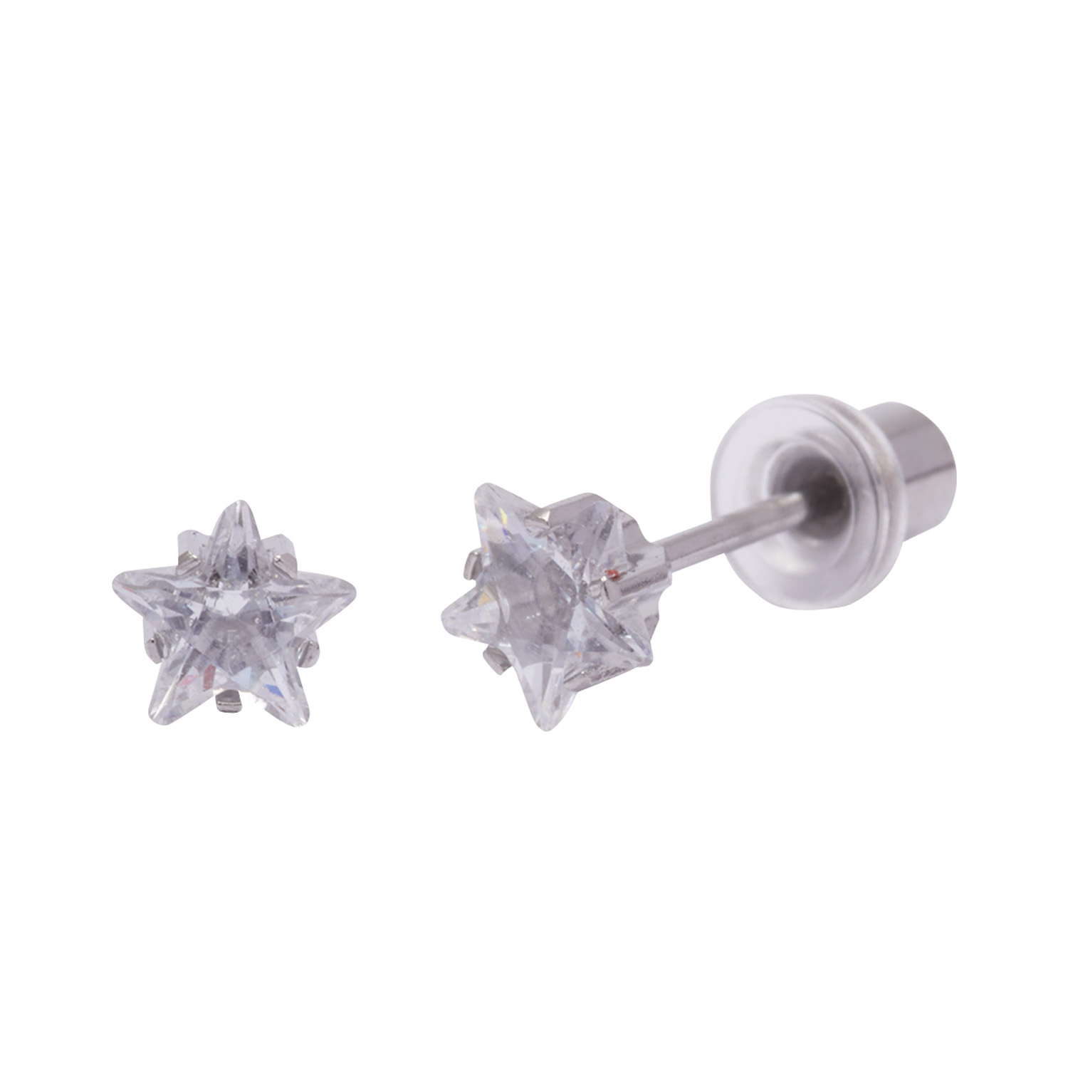 Ohrlino Schietoorbellen Stervorming Kristal Wit 5mm, wit
