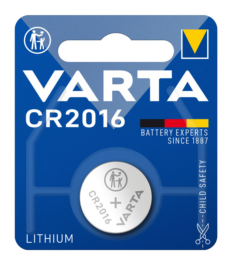 Varta 2016 lithium button cell <br/>IEC no: CR2016