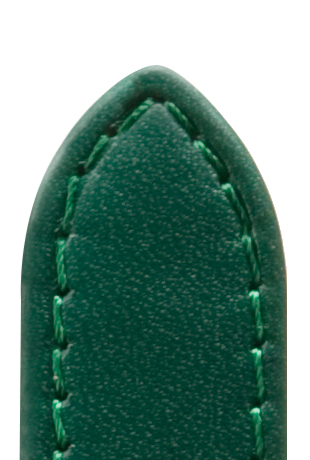Leather band calfskin, sewn, waterproof 12mm, dark green