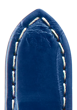 Leather band Alligator KN 18mm, dark blue, contrast stitching beige
