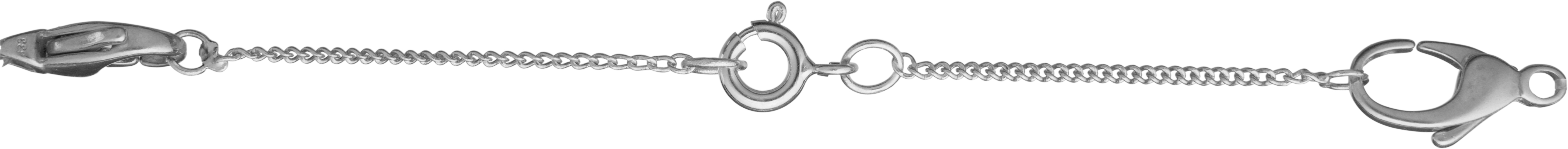 Safety chain curb silver 925/- yellow length 70,00mm, with spring ring and open jump rings