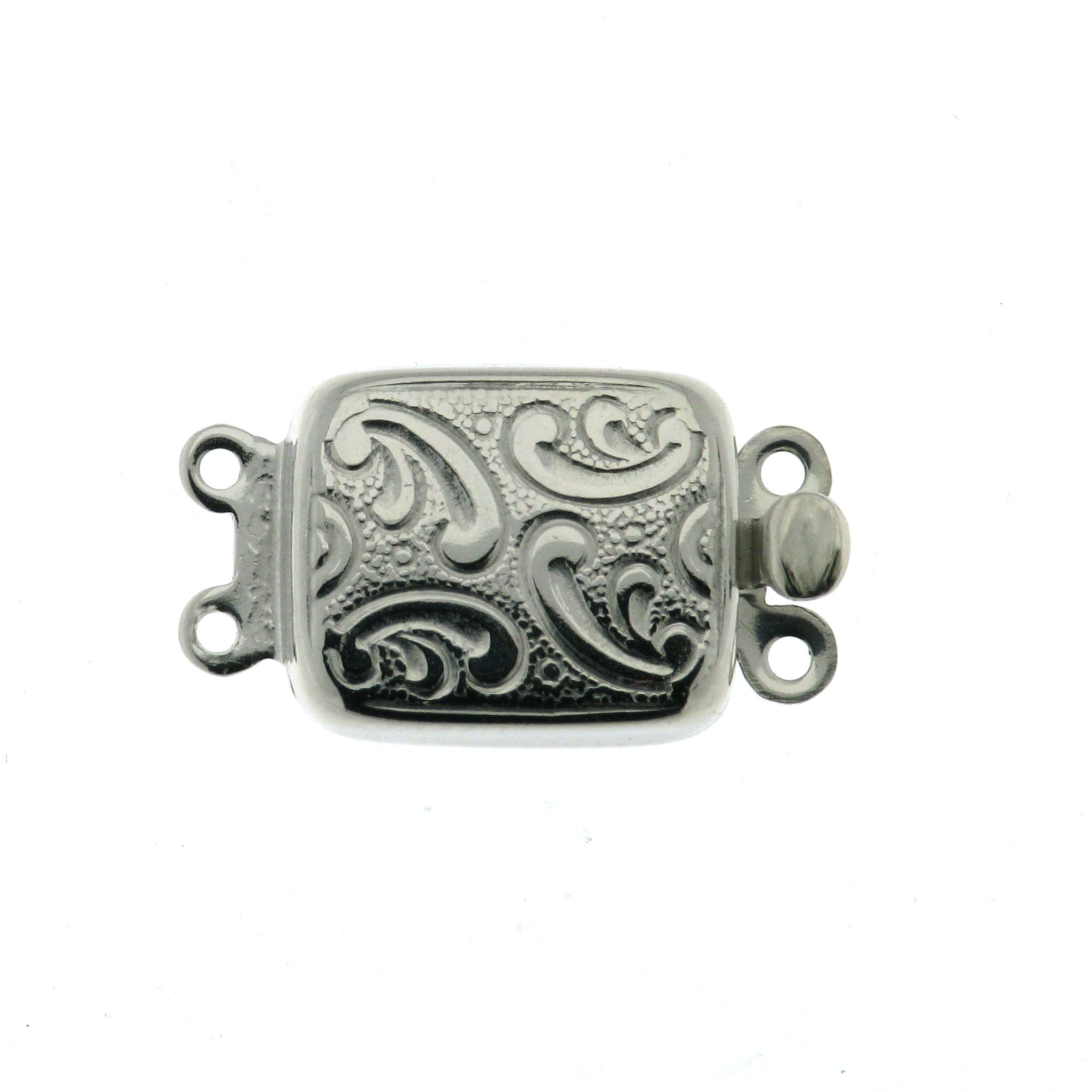 Schmuckschließe 2-reihig Silber 925/-, rechteckig, L 12,5 x B 9,8 mm