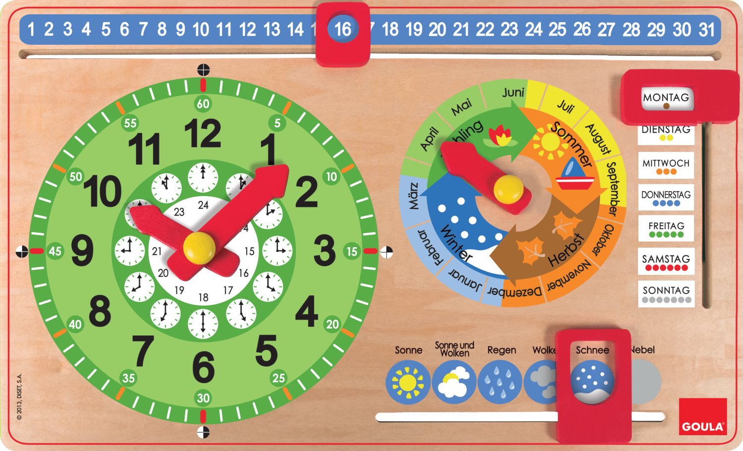 GOULA Kinderklok met kalender liggend formaat