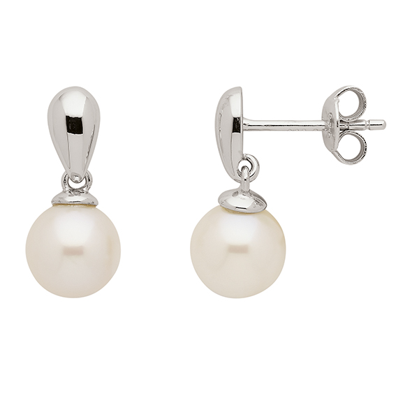 Ohrstecker Silber 925/rh, Süßwasserzuchtperle 8,10mm