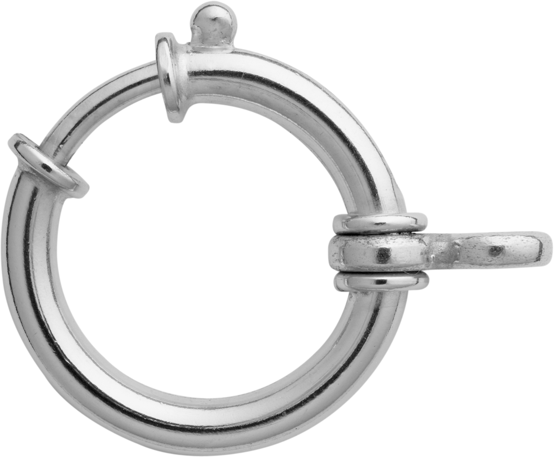 Spring ring silver 925/- Ø 20,00mm with collar and an eyelet massive