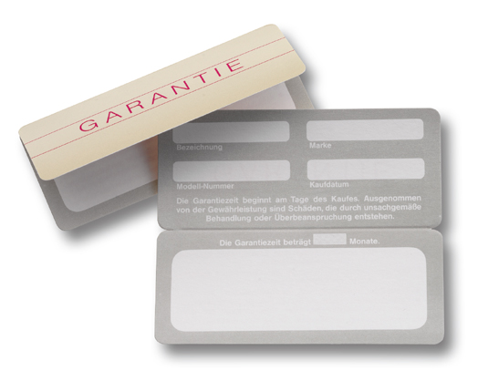 Warranty cards