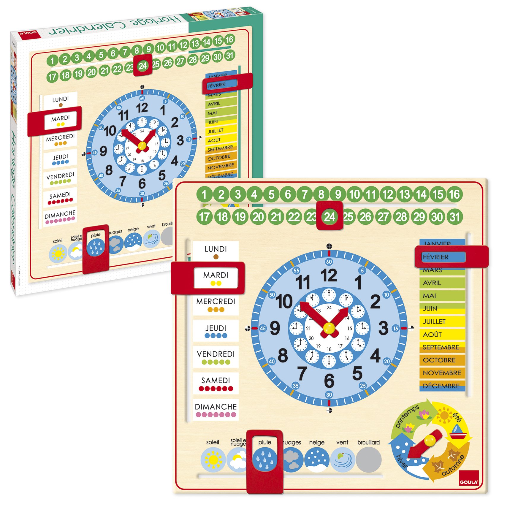 GOULA Time, week and calendar teaching clock