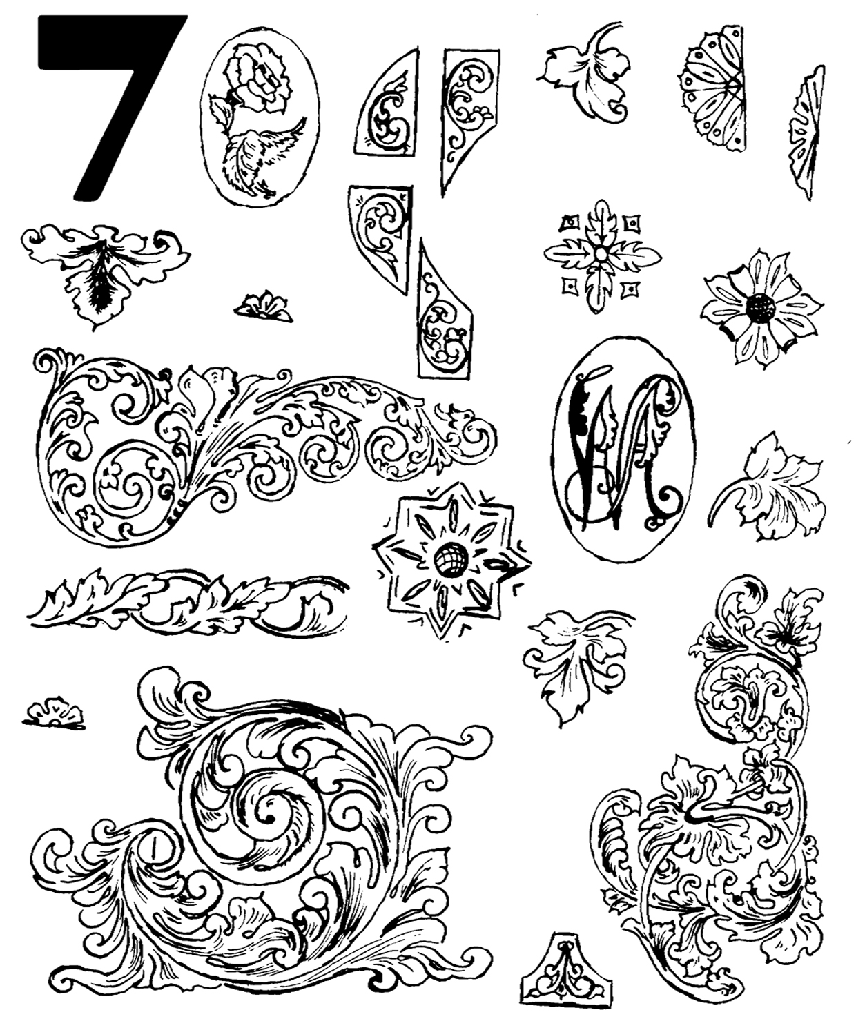 Template for stamping, sheet no.7 for right-handers