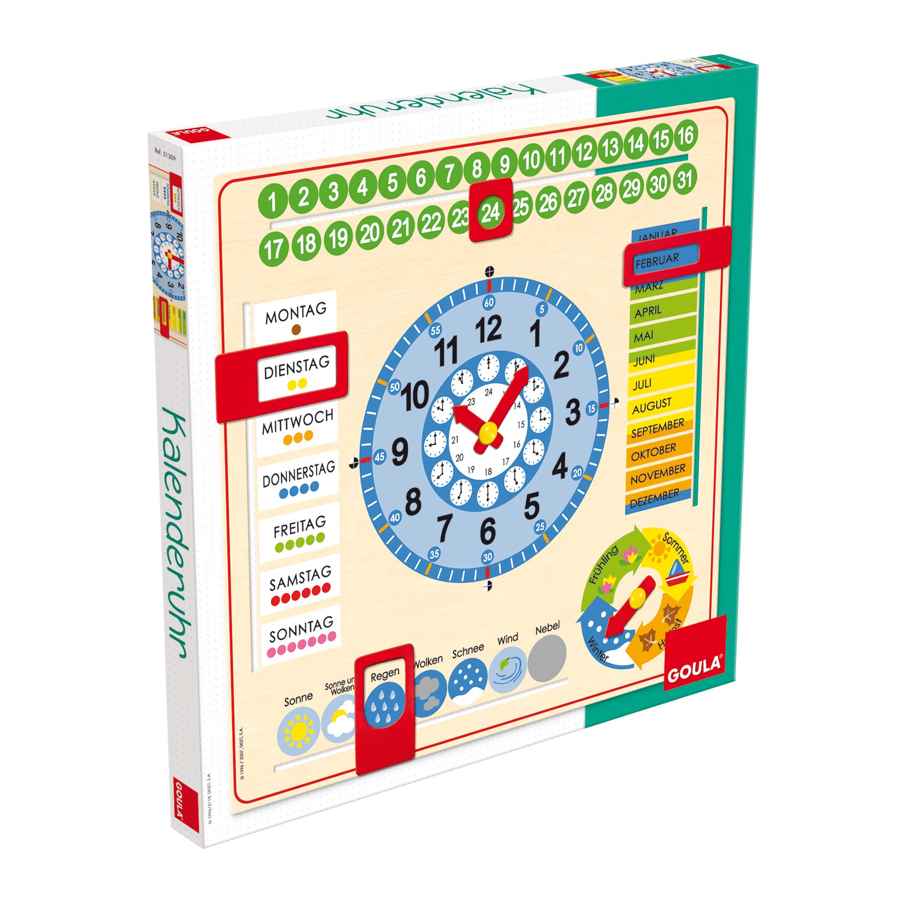 GOULA Time, week and calendar teaching clock