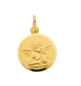 Medal gold 333/GG Cupid, round, back, engraved: