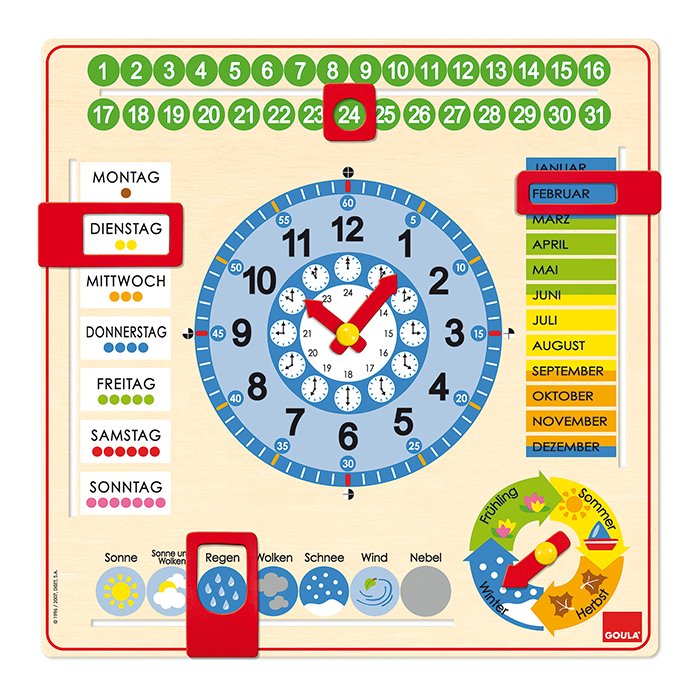 GOULA Time, week and calendar teaching clock