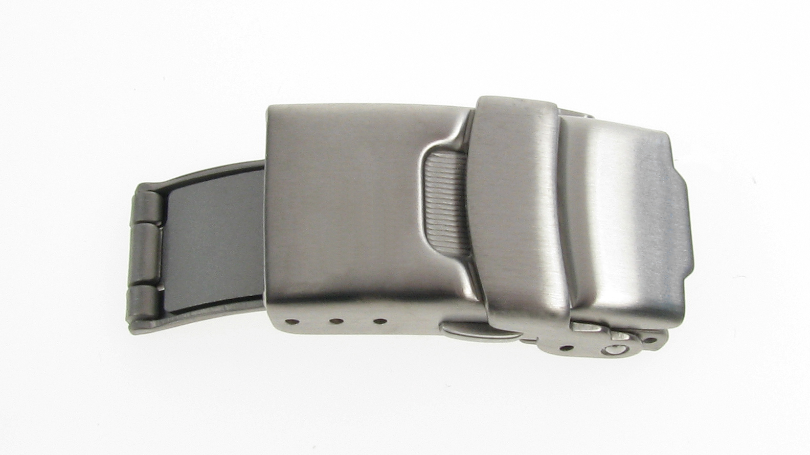 Folding clasp, titanium, 14mm, brushed, with pusher and safety bar