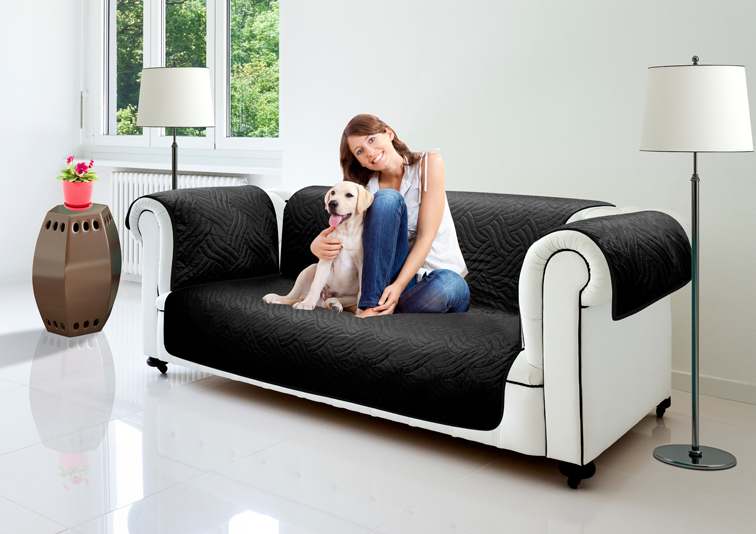 Sofa cover - protection against dirt and stains - black for 3-seater
