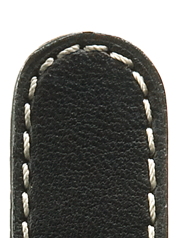 Lederband Jumbo 18mm schwarz mit genähter Schlaufe, Schnittkante und Kontrastnaht