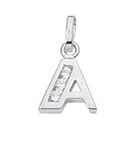 Letter pendant silver 925/- A, zirconia