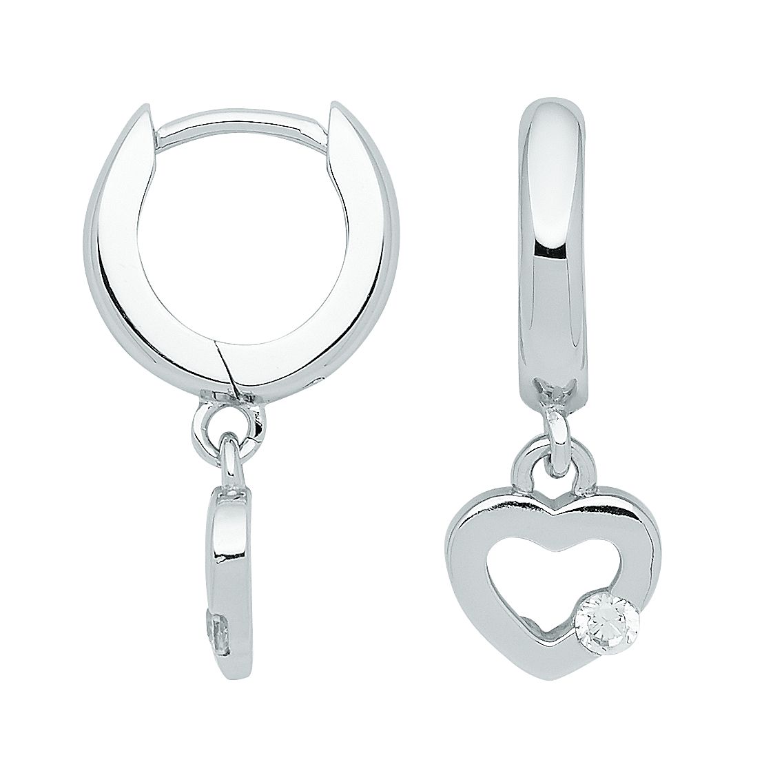 Hoops 925/rh heart with zirconia dia. 11.7 mm