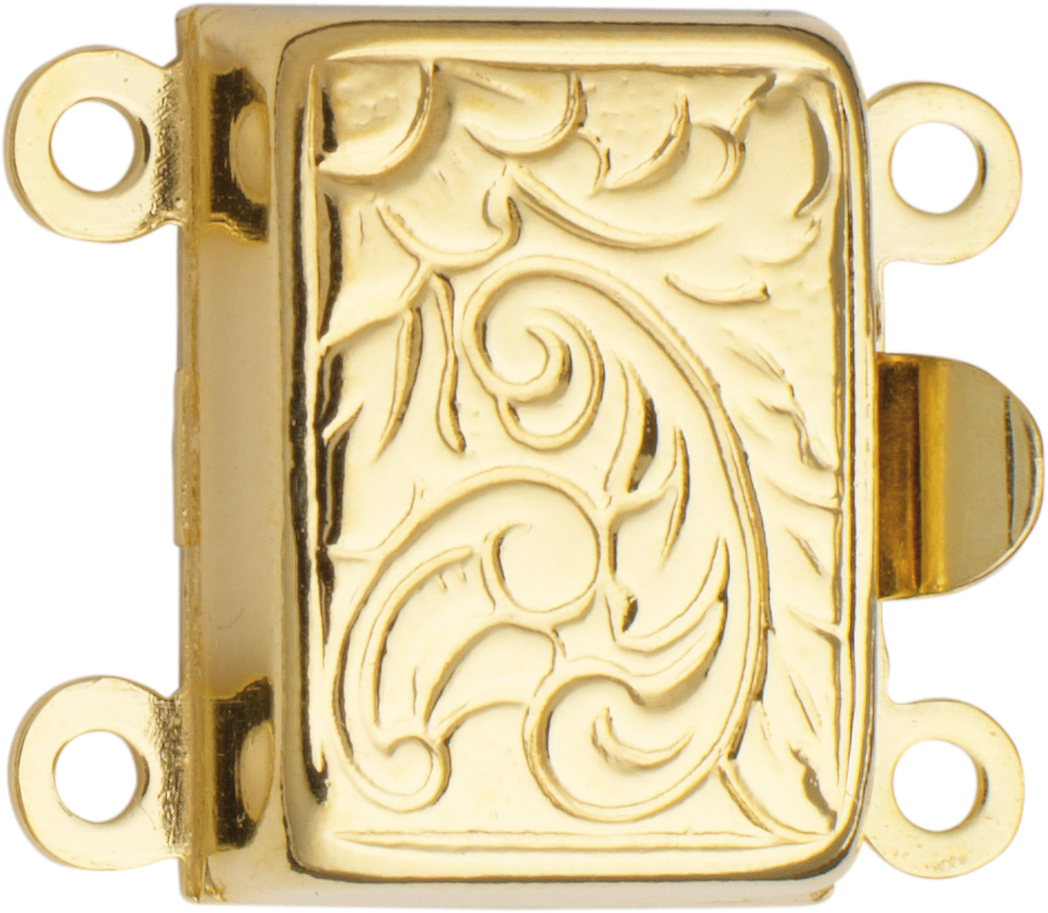 Clasp 2-row silver 925/- yellow, square, L 8.60 x W 11.50mm