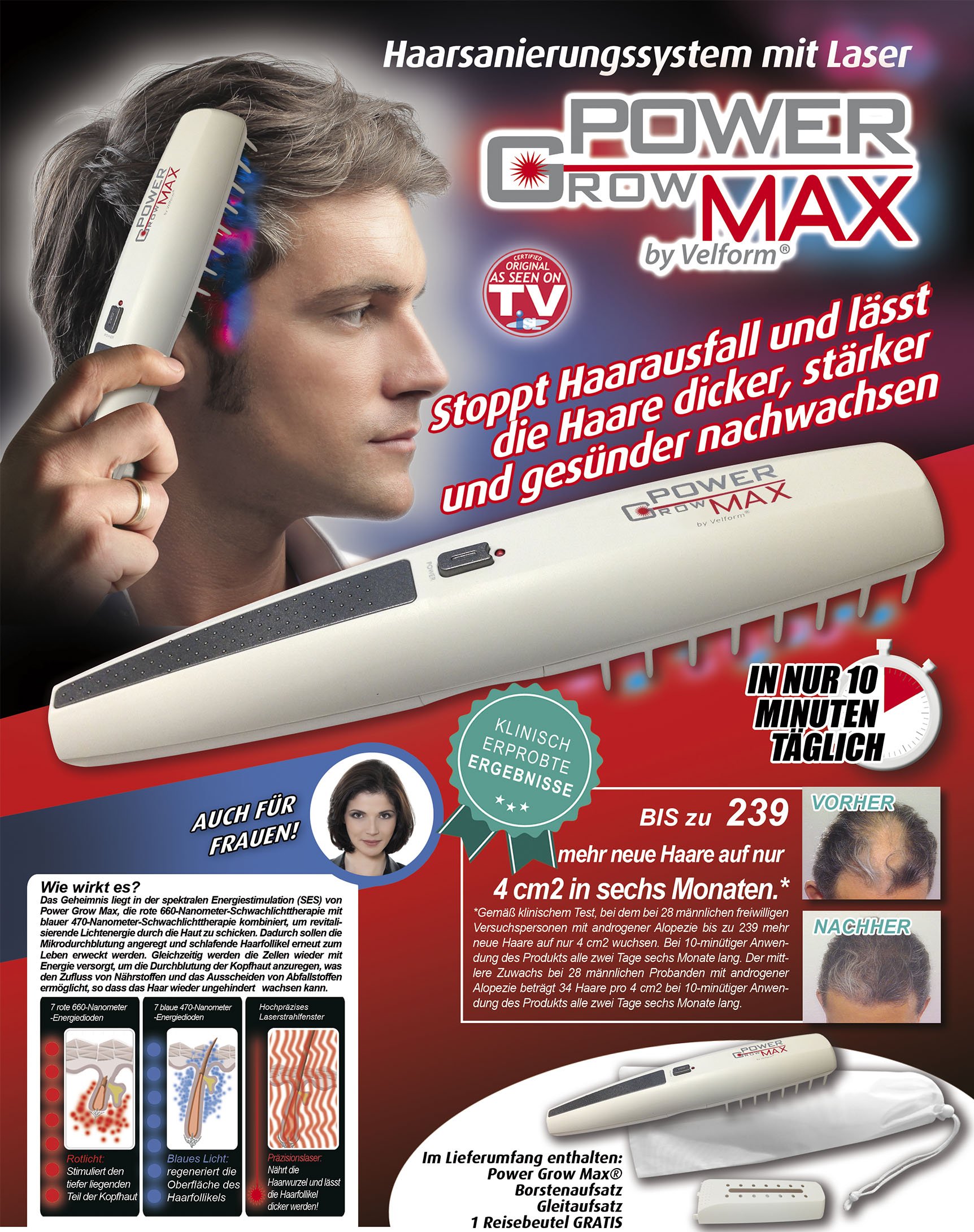 Power Grow Max Haarsanierungssystem - kann Haarausfall stoppen!