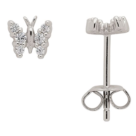 Ohrstecker Silber 925/rh Schmetterling, 3er Sort.
