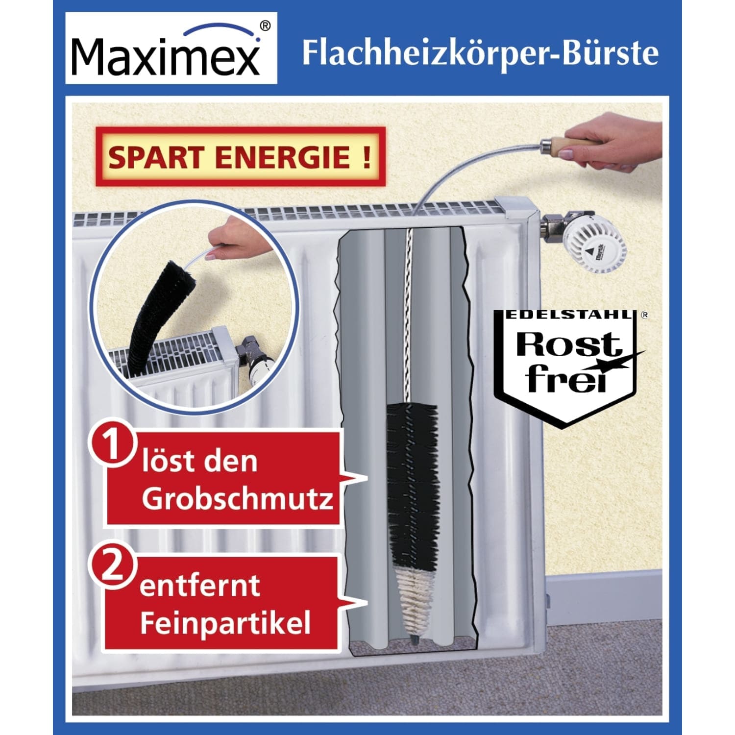 Platte Radiatorborstel - bespaart verwarmingskosten!