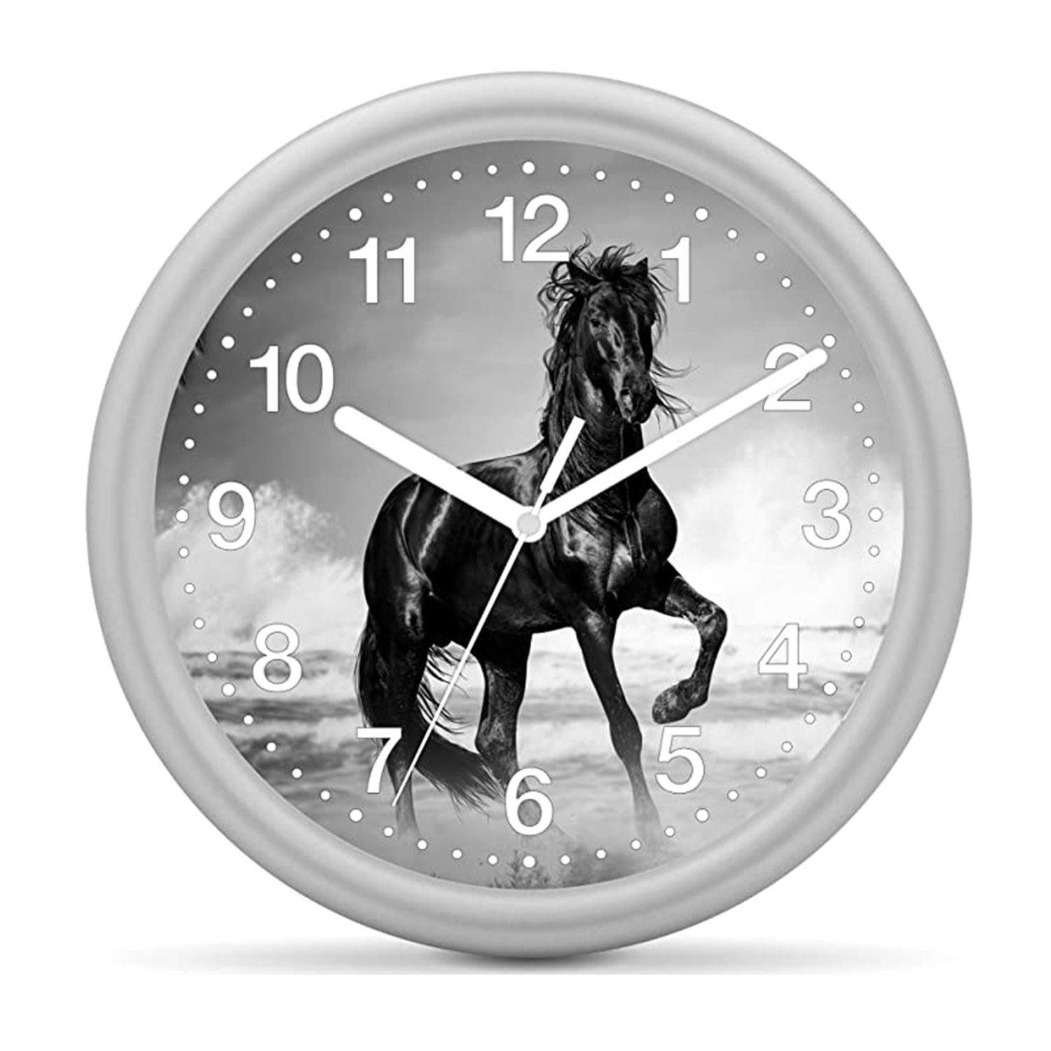 Children's wall clock horse - Black frieze