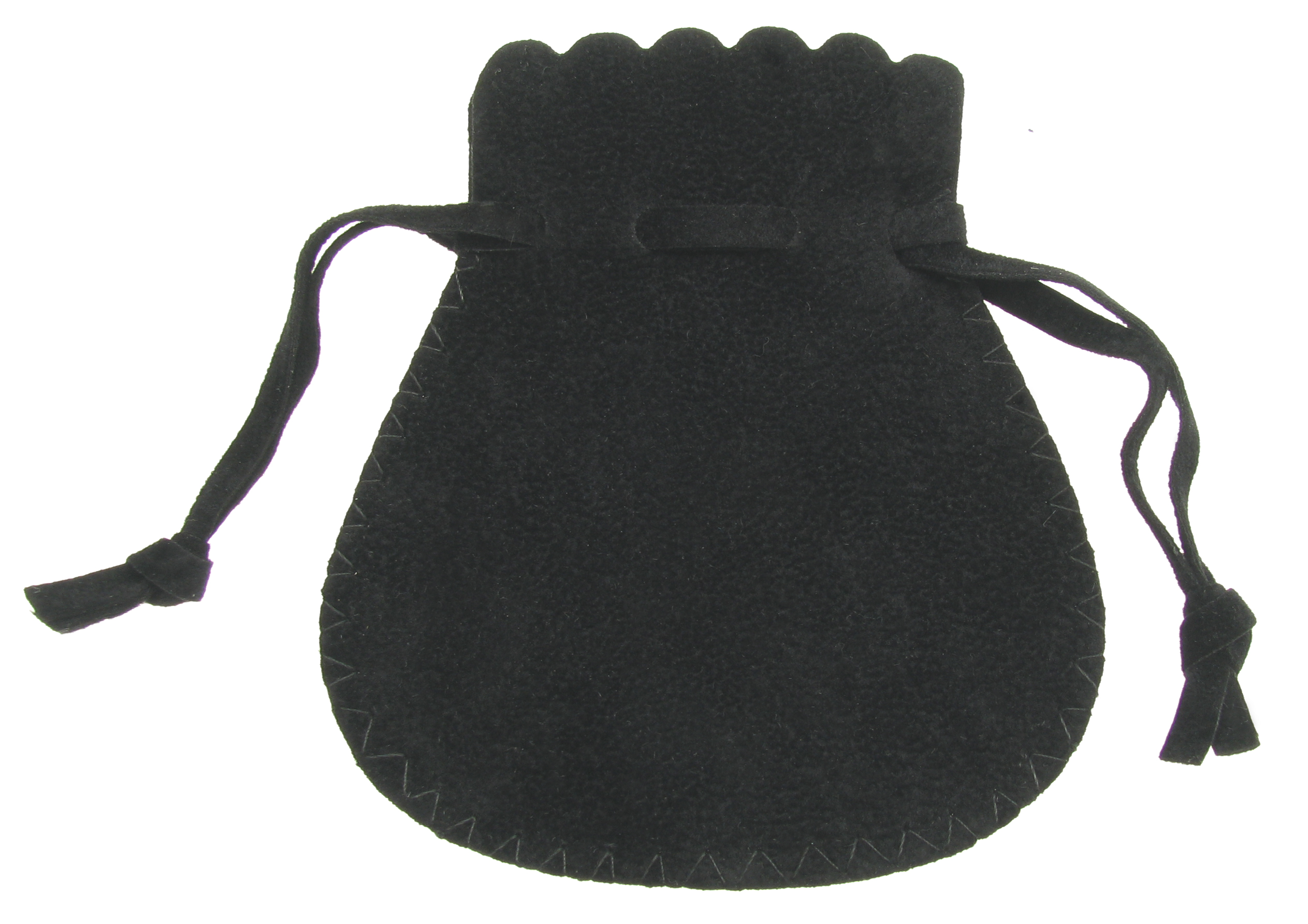 _ Drawstring bag made of velour/faux suede, black.