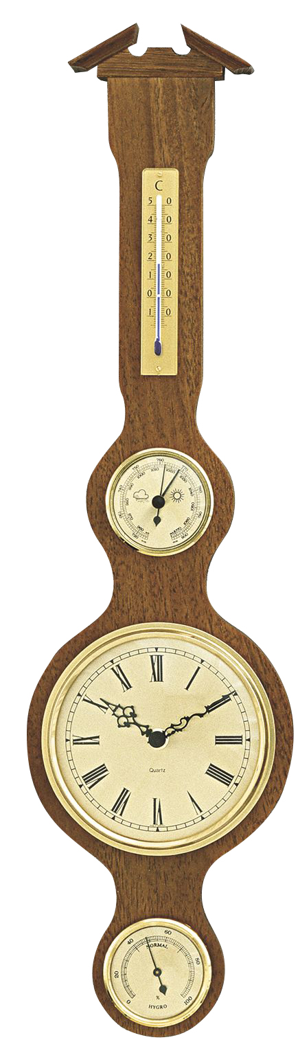 Quartz clock with weather station Made in Germany, rustic oak