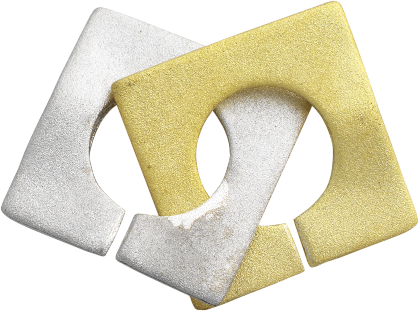 _ Ringschließe einreihig Gold 585/-Gg/-Wg bicolor poliert/mattiert, rechteckig L 12,00 x B 12,00mm