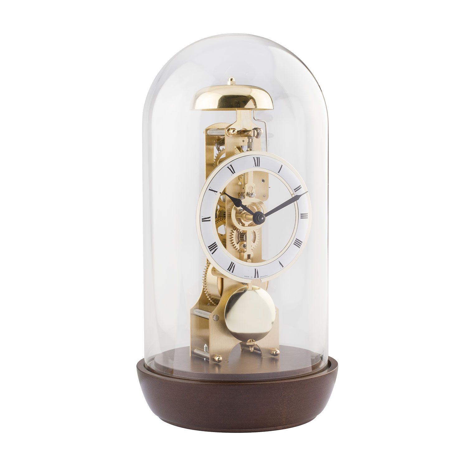 Hermle Tafelklok Notenhout, 14-daags Skelet uurwerk