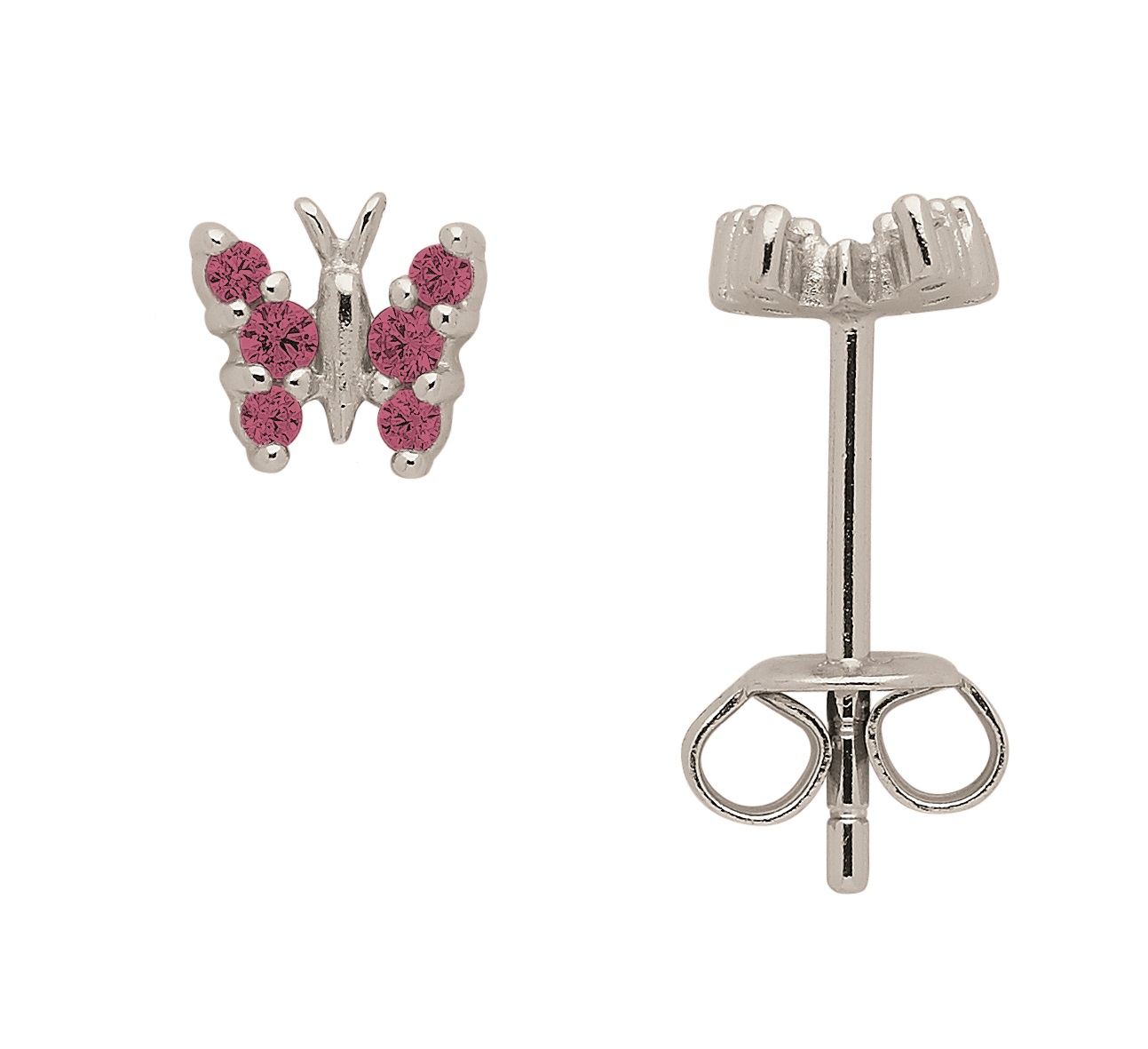 Ohrstecker 3er Sort. 925/rh, Schmetterling, Zirkonia farbig rot
