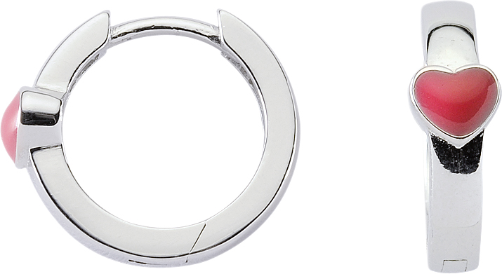 _ Earrings silver 925/rh dia. 13.70 mm heart enamel 3-pcs. ass.