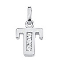 Letter pendant silver 925/- T, zirconia