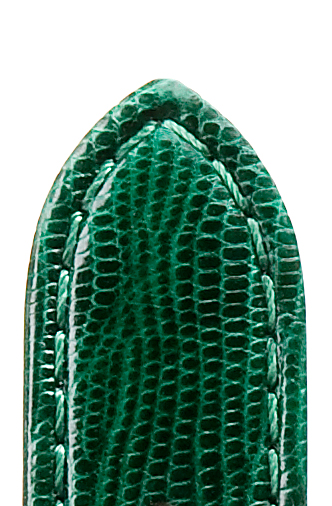Leather band Teju lizard, 12mm, sewn, dark green