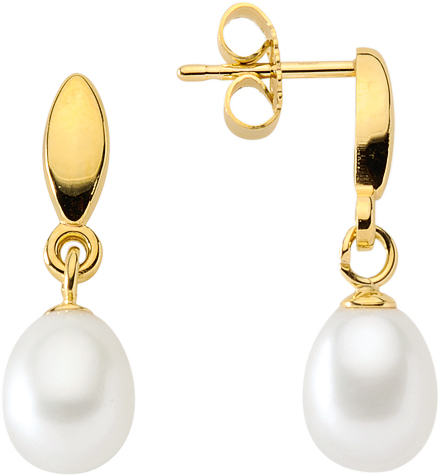 Dropped earrings with studs gold 333/GG, freshwater pearl