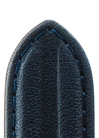 Leather band Dakar saddle leather, 18mm, dark blue with double bulge