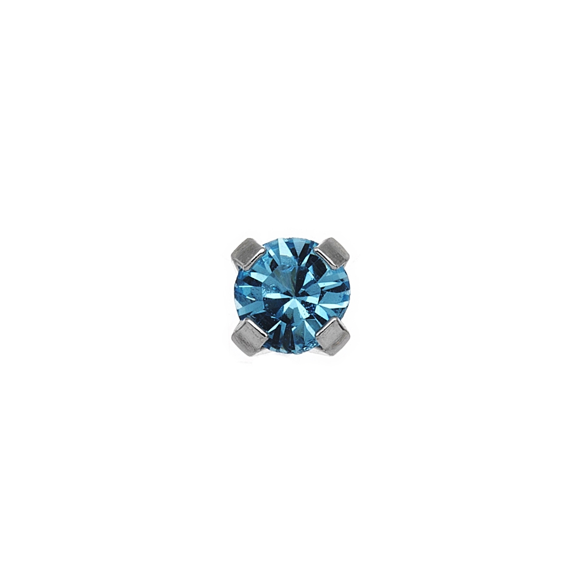 _ First ear stud System 75 white, Tiffany with aquamarine 3 mm, Studex