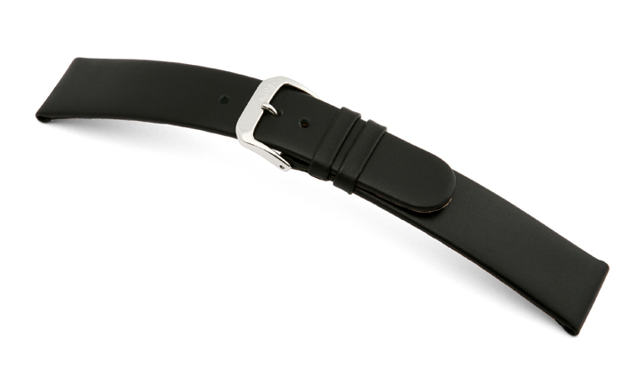 Leather strap Merano 14mm black smooth