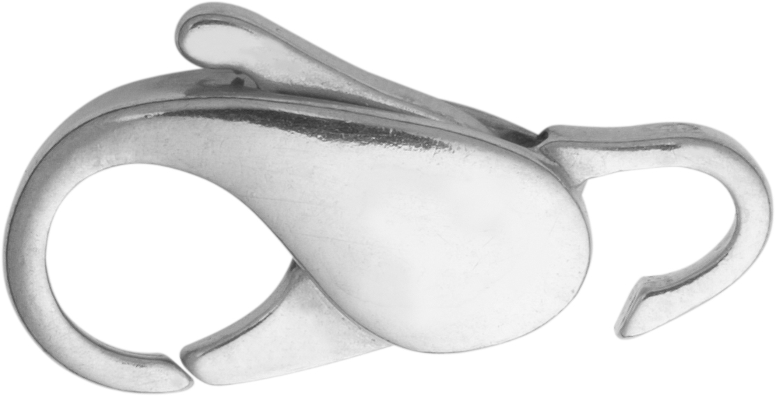 Carabiner slightly curved silver 925/- 16,00mm cast open eye