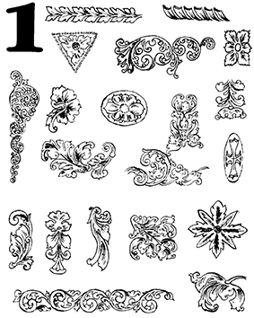 Template for stamping, sheet no.1 for left-handers