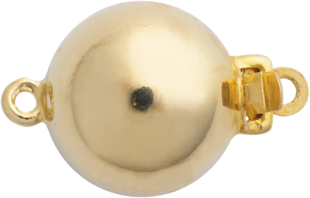 Ball clasp single-row silver 925/- yellow polished, ball Ø 10.00mm