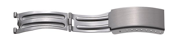 Folding clasp, stainless steel, 10mm, watch end 5mm, steel, brushed