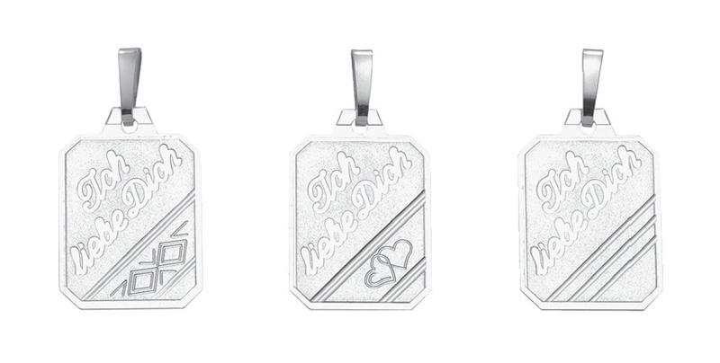 Gravurplatte 3 Stück Silber 925/- eckig