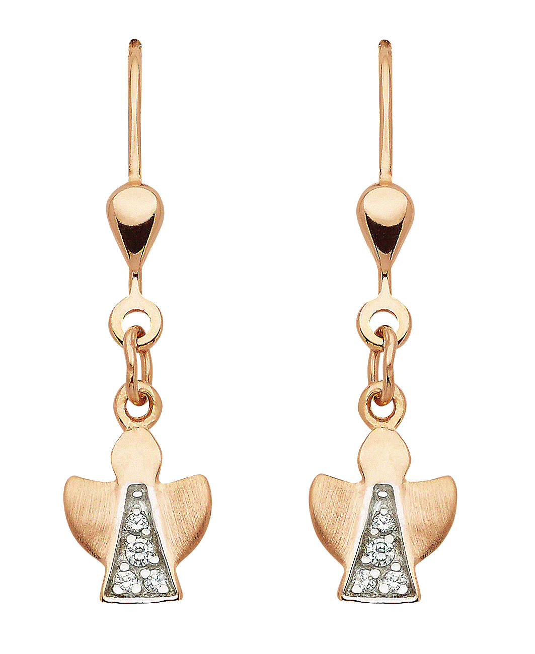 Ohrhänger 925/rh/rot poliert/mattiert, Engel, Zirkonia