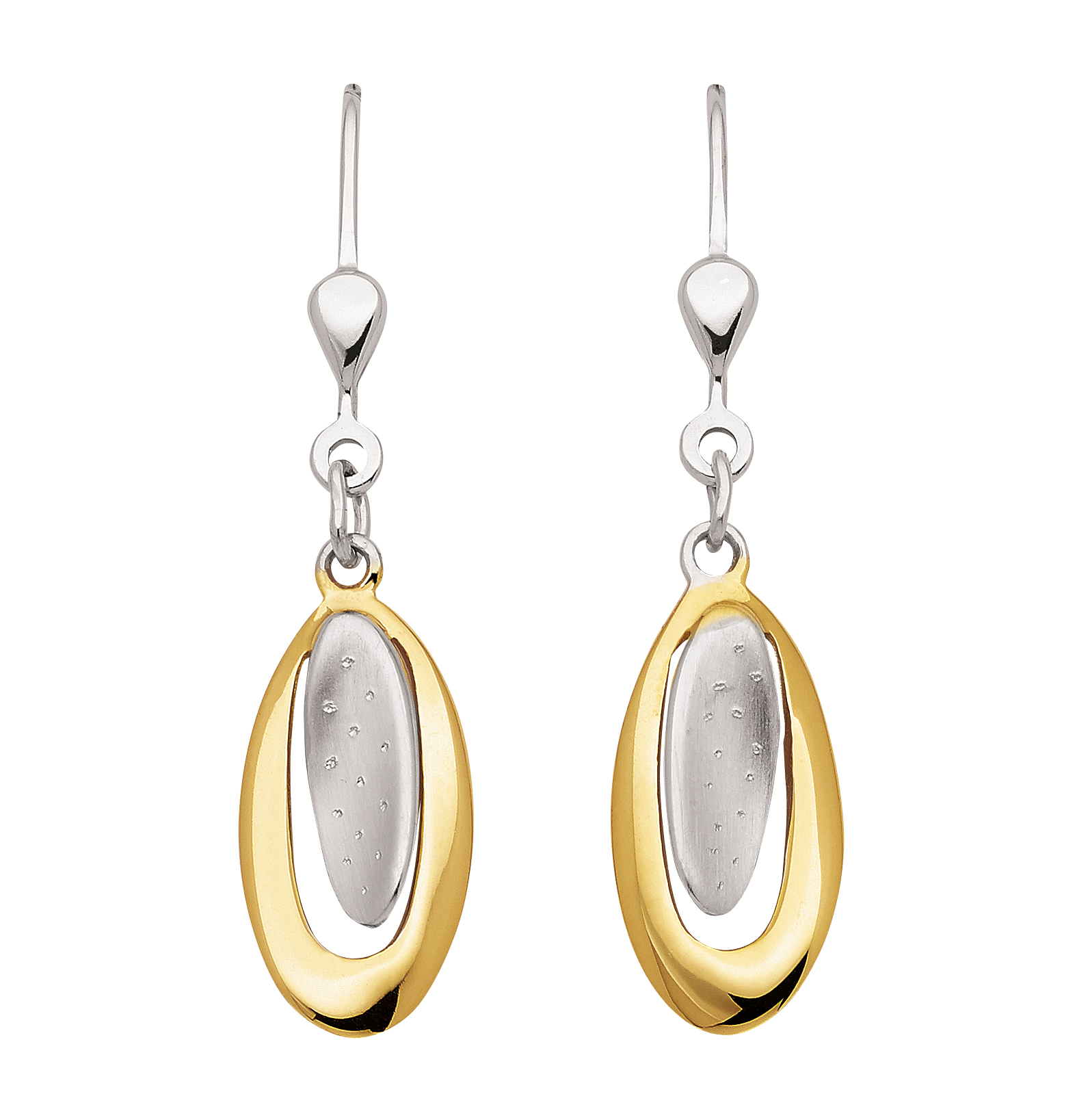 Ohrhänger 925/rh/vergoldet poliert/mattiert