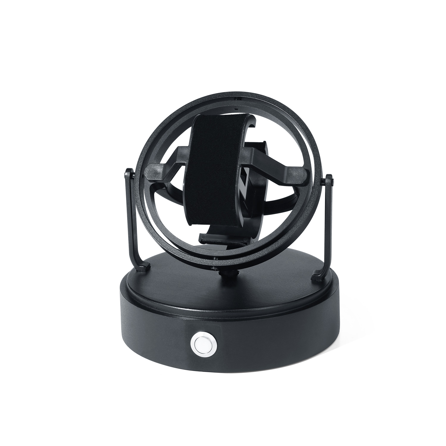 ONE OF THE MOST BEAUTIFUL: 360° watch winder with real glass dome and metal base - black