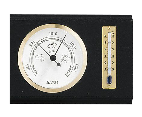 Barometer and thermometer black