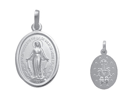medaille zilver 925/- maagd Maria, ovaal