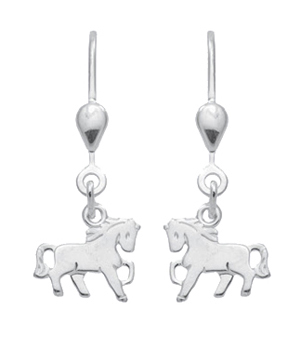 Dropped earrings with omega back 925/rh horse