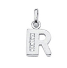 letter hanger zilver 925/-   R, zirkonia